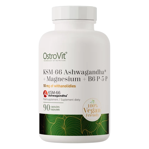 OstroVit - KSM-66 Ashwagandha + Magnez + B6 P-5-P VEGE - 90 kapsułek OstroVit - KSM-66 Ashwagandha + Magnez + B6 P-5-P VEGE - 90 kapsułek